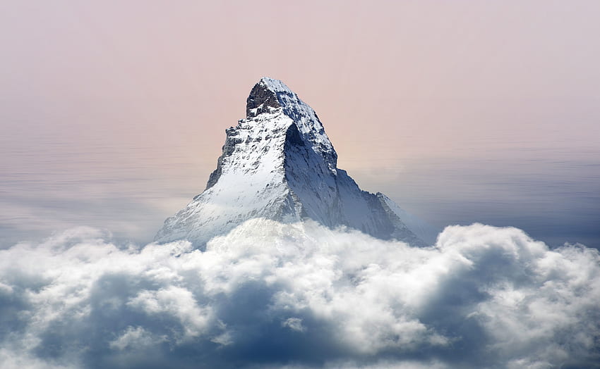 Nature, Clouds, Mountain, Vertex, Top, Peak, Snow Covered, Snowbound HD wallpaper