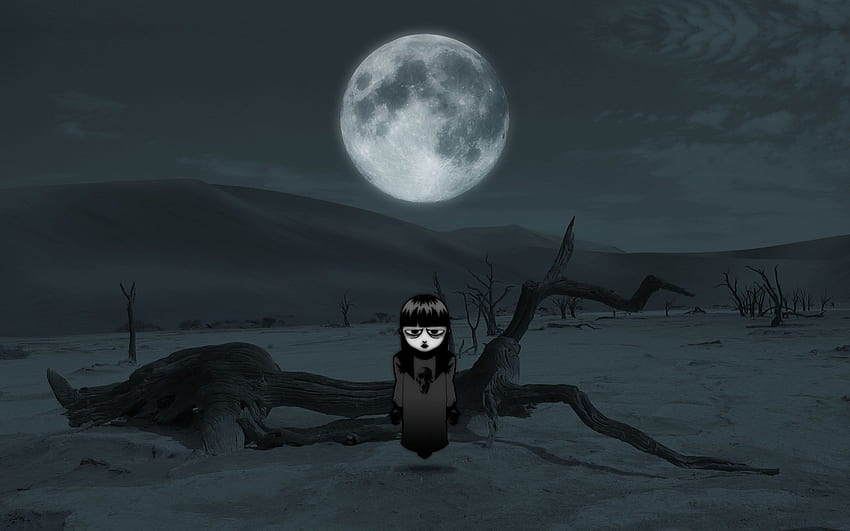 creepy, Little Girl, Desserts, Moon, Landscape / and Mobile Background, Scary Moon HD wallpaper