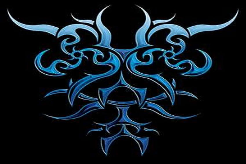 blue tribal, blue, tribal, black, abstract HD wallpaper