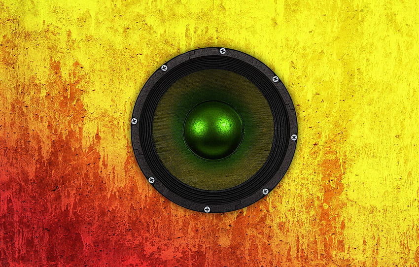 color, yellow, red, concrete, Speaker for , section минимализм, Loudspeaker HD wallpaper