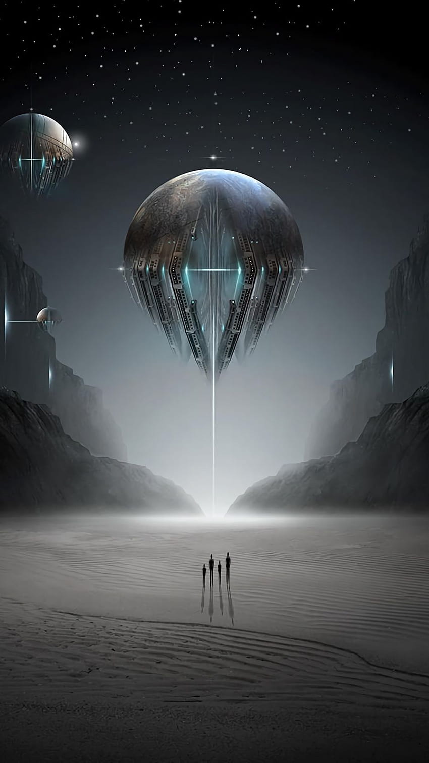 Ufo, Silhouettes, Planet, Space, Fantastic - Sci, Cool Sci-Fi HD phone wallpaper