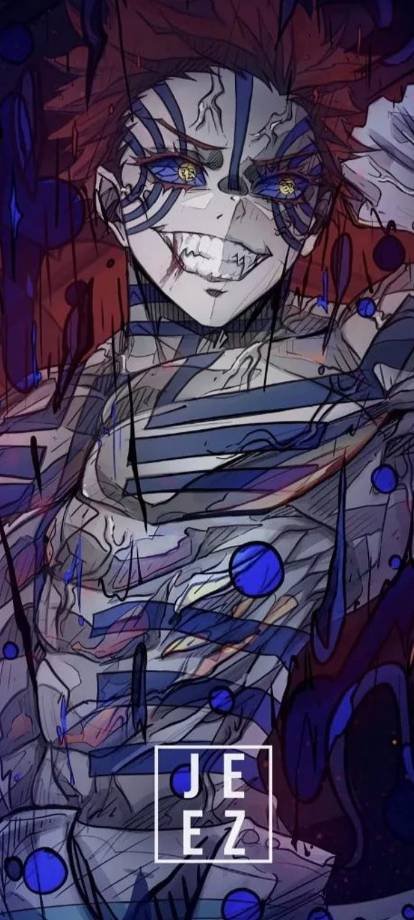 Akaza, art, slayer, demon, anime HD phone wallpaper