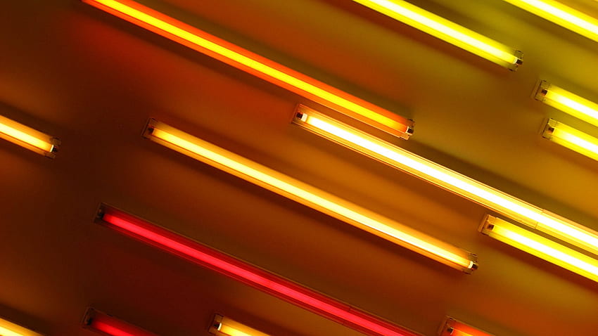 neon, lamp, ceiling, lighting 16:9 background, Yellow Neon Light HD wallpaper