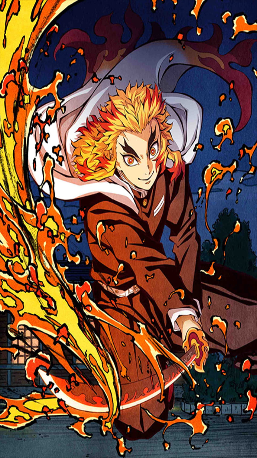 Kyojuro Rengoku, orange, art HD phone wallpaper | Pxfuel