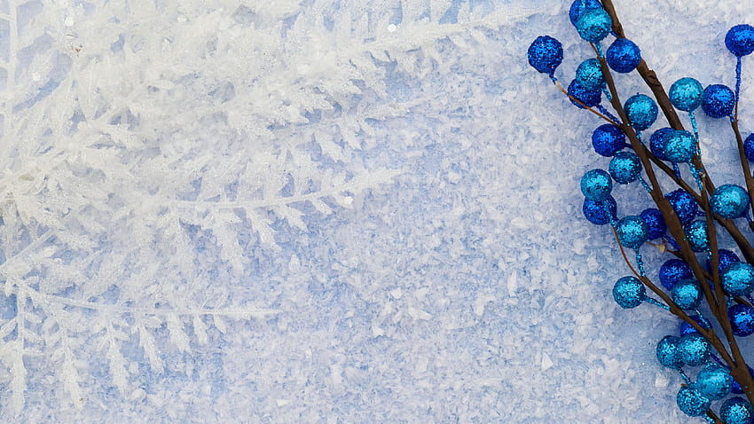 Frost Branches Blue Decoration Balls Others HD wallpaper