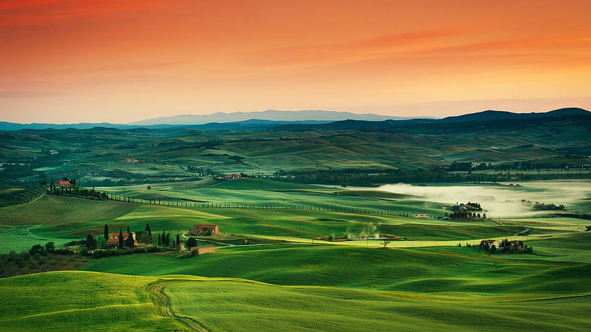 Tuscany, , , , Italy, landscape, village, field, sunset, sky, grass, Nature,  Horizontal Nature HD wallpaper | Pxfuel
