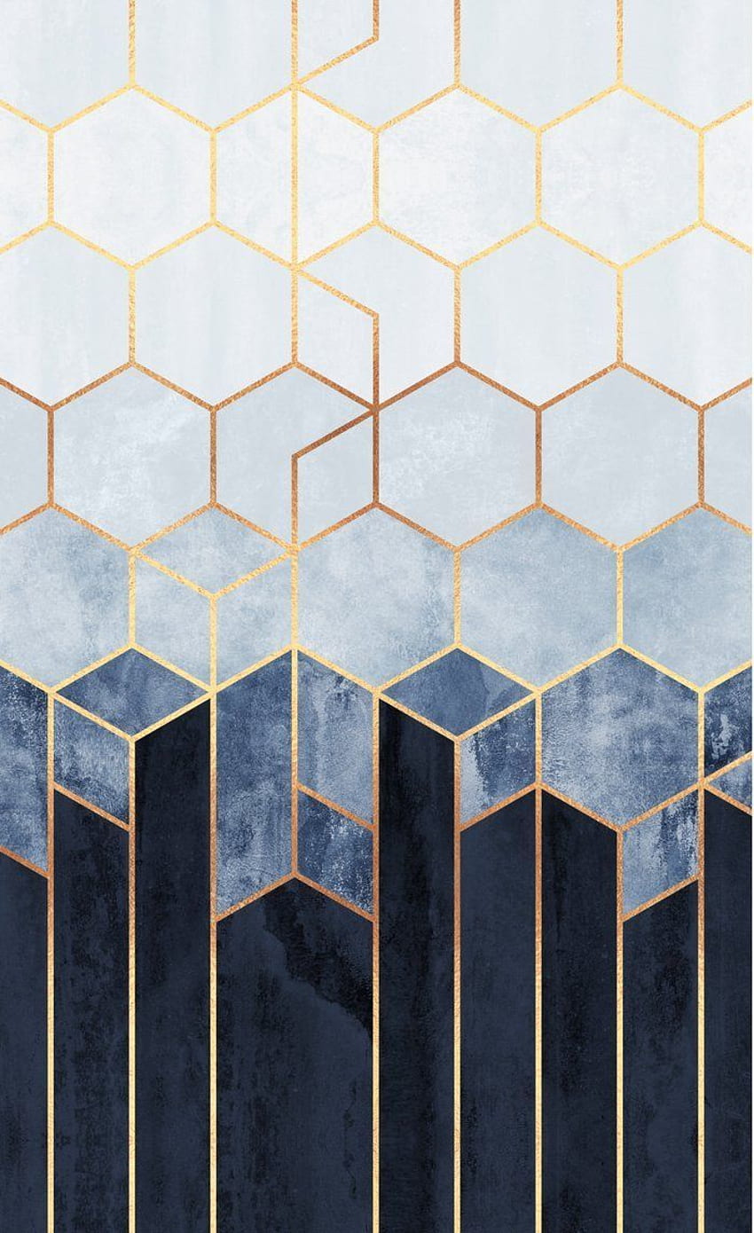 Soft Blue Hexagons Window Curtains. Art deco pattern, Art deco HD phone wallpaper