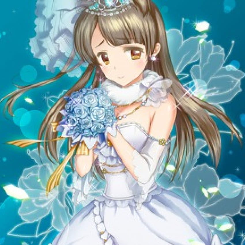 ♡ Bride, bouquet, wed, nice, petals, flower, adorable, female, blossom, sweet, gorgeous, girl, kawaii, anime girl, tiara, anime, pretty, brown hair, lovely, sublime, cute, floral, dress, long hair, royalty, beauty, crown, angelic, divine, beautiful, elegant, wedding, princess, bride, gown HD wallpaper