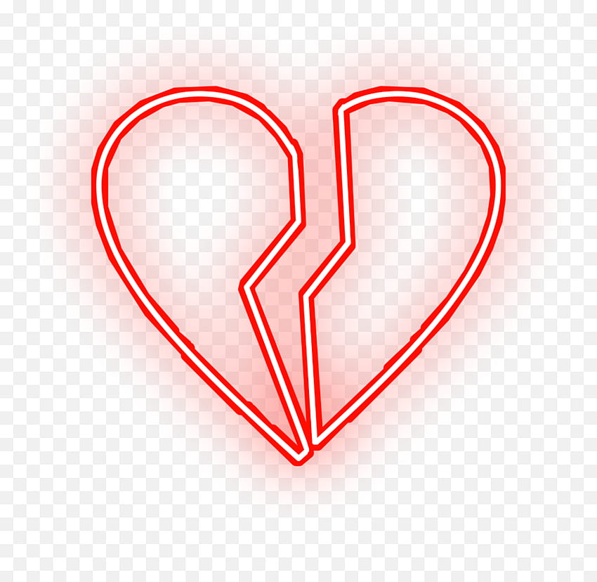 Heart Red Neon Sad toedit Glowing - Transparent Neon Broken Heart Png, Neon Heart Png - transparent png Tapeta HD