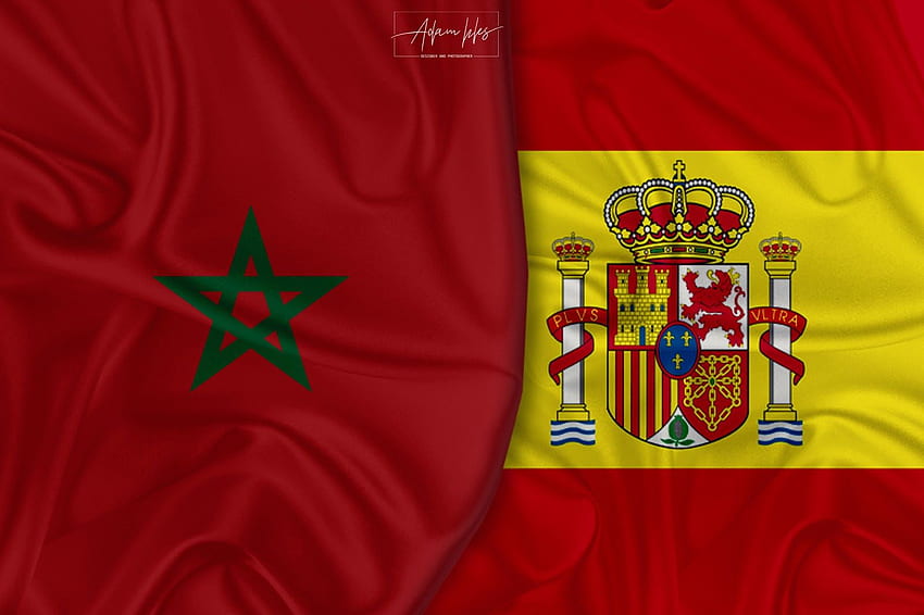 モロッコとスペインの旗の背景、モロッコの国旗 高画質の壁紙