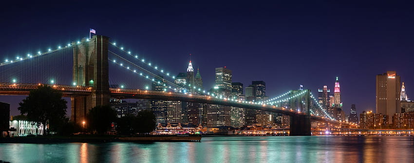 Panorama del puente de Brooklyn, Brooklyn, moderno, puente, panorama fondo de pantalla