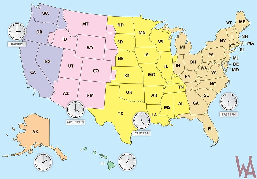 Desktop   State Wise Time Zone Map Of The Usa World Time Zone 