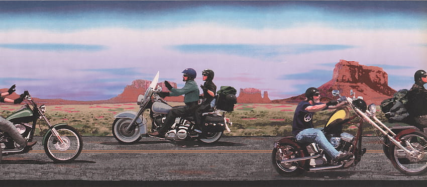Borde - Vintage Bikers Harley Davidson Motocicletas Borde de pared ancha Diseño retro, Rollo 15 pies X 10.5 pulgadas fondo de pantalla