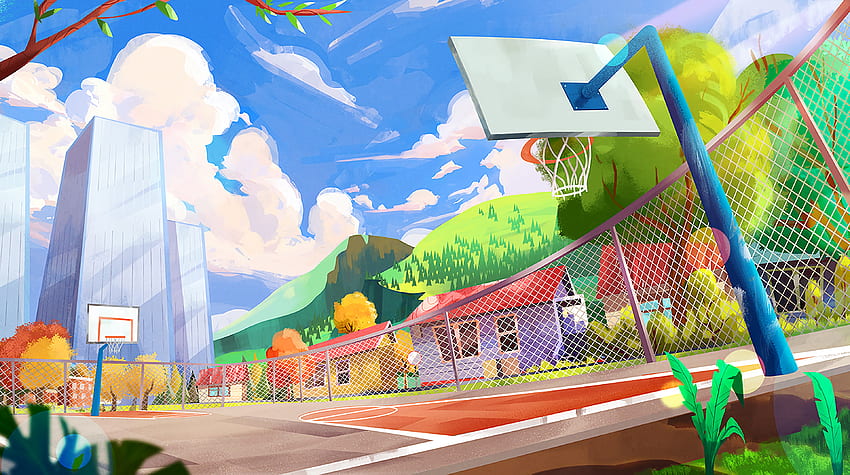 City, Art, Playground, Colorful, Colourful, Basketball Hoop, Basketball Ring, Sports Ground HD wallpaper