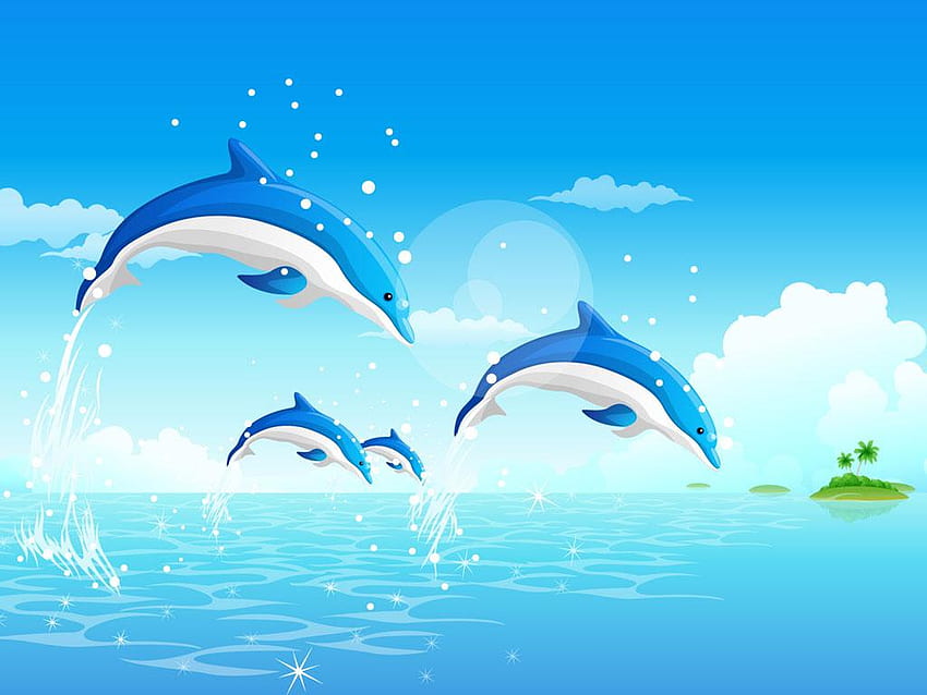 Dolphins at play., 돌고래, 추상, 바다 HD 월페이퍼