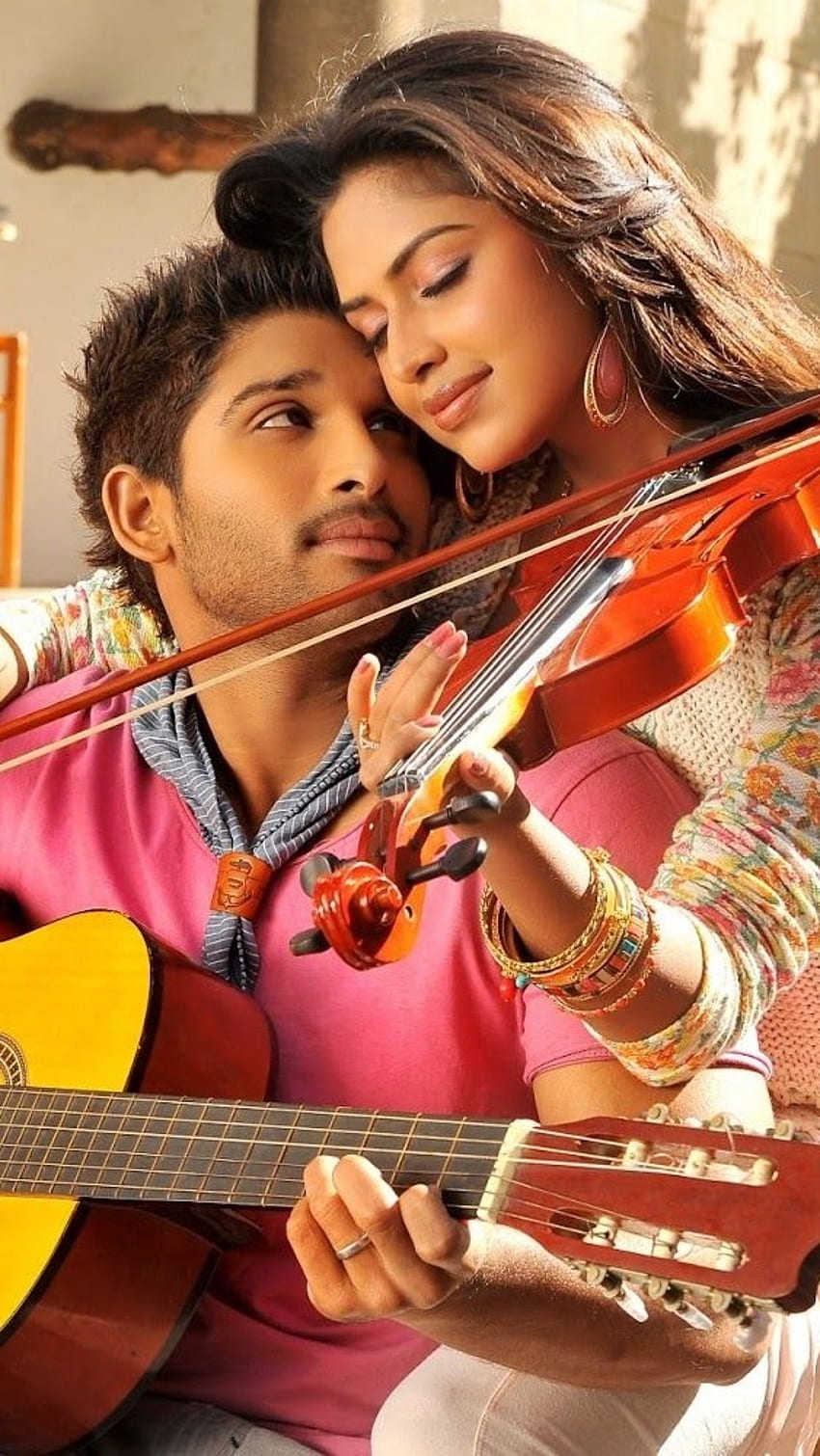 Allu Arjun , Couple, Romantic, guitar HD phone wallpaper