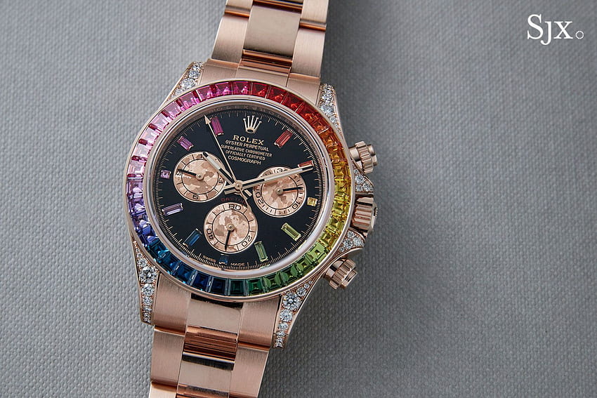 Up Close with the Rolex Daytona “Rainbow” in Everose, Rolex Iced Out HD wallpaper