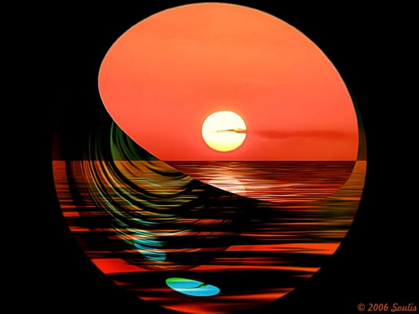 BEAUTIFUL SUNSET, circle, orange, sunset, red HD wallpaper