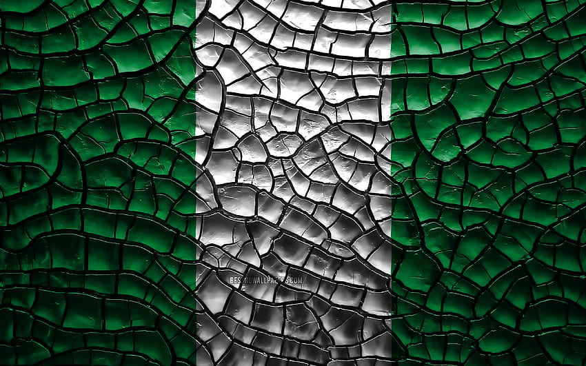 Flag of Nigeria, , cracked soil, Africa HD wallpaper