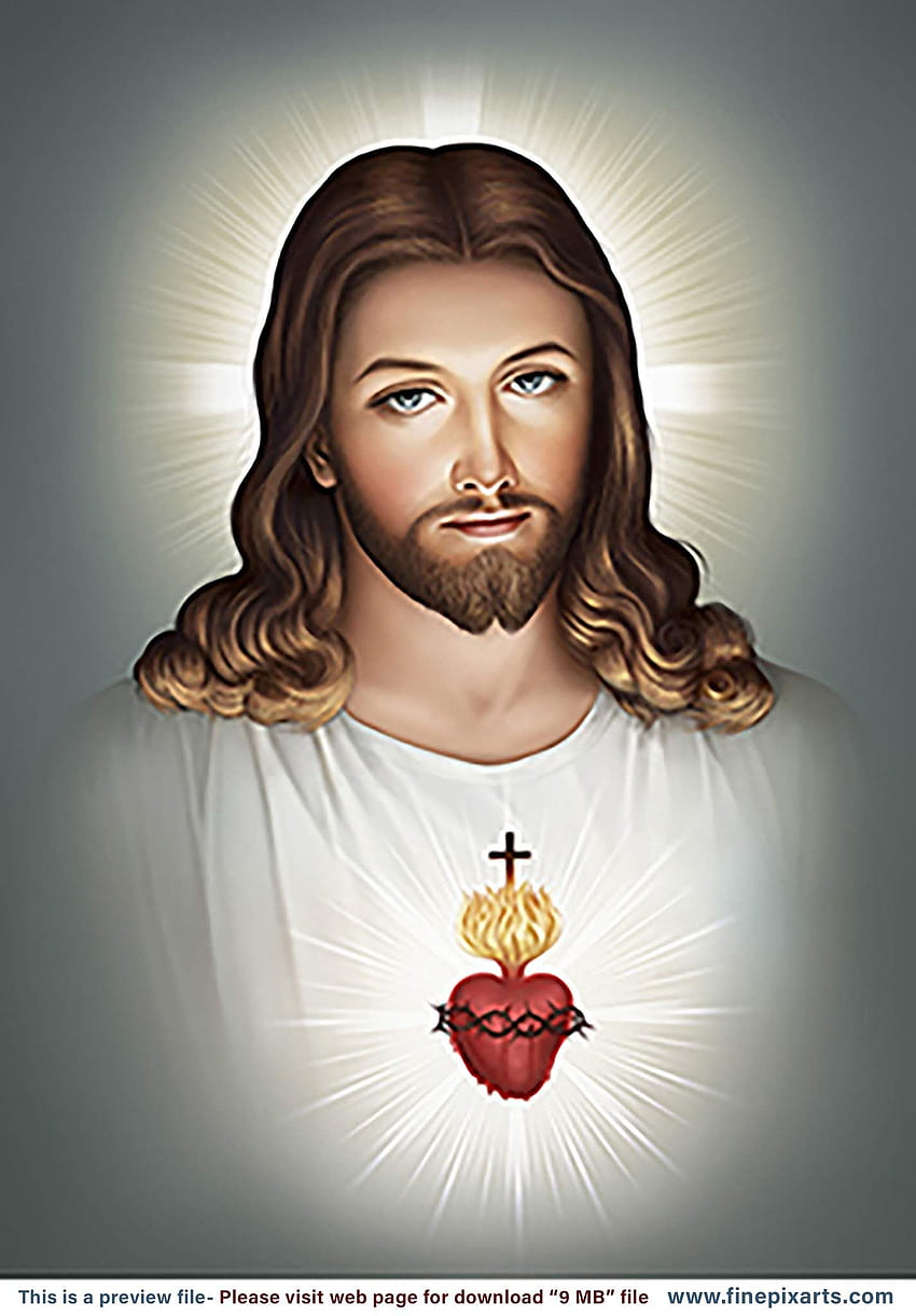 イエスの聖心。 イエス・キリストの絵, イエス・キリスト, イエス, イエスの顔 HD電話の壁紙