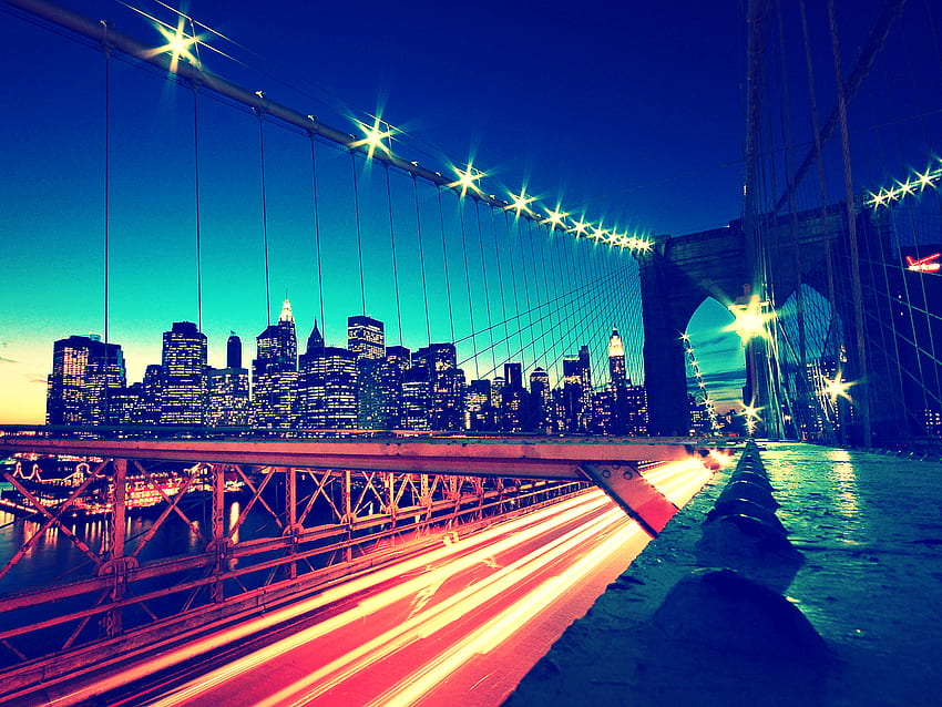 Light water blue red bridges city lights cities light trails HD wallpaper |  Pxfuel