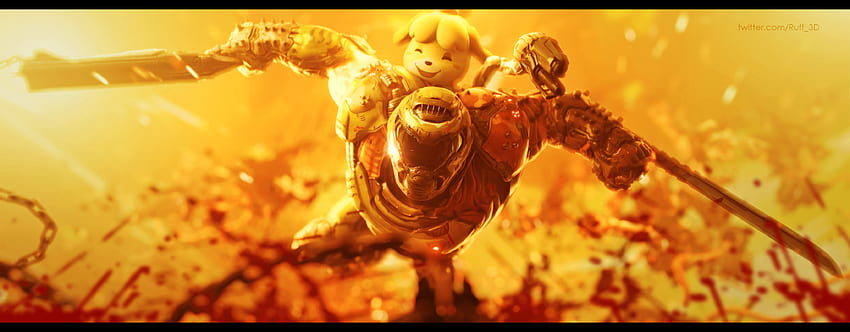 Art The Doom Slayer. and Isabelle : Doom HD wallpaper