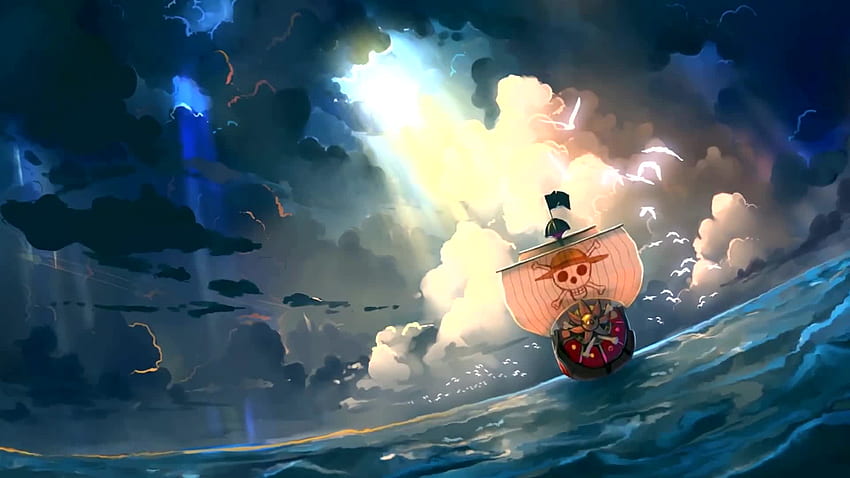 One Piece Sailing Ship Thousand Sunny Waves - Live , One Piece Gif HD wallpaper