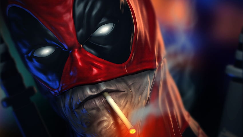 Deadpool fumando cigarrillos, superhéroes fondo de pantalla