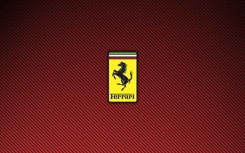 フェラーリ ロゴ レッド カーボンファイバー 1440×900 高画質の壁紙