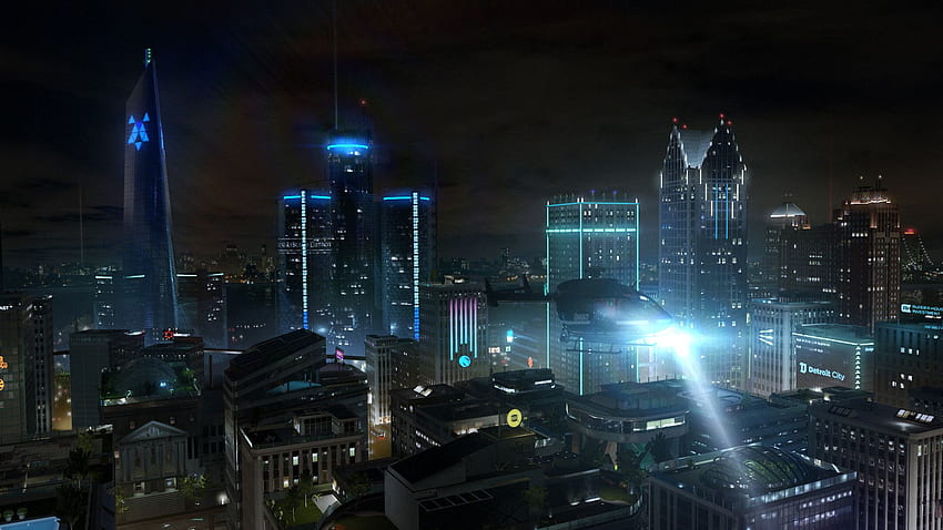 Detroit Skyline, Downtown Night HD wallpaper