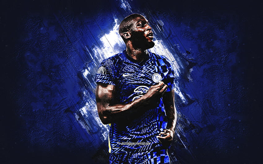 Romelu LukakuretratoO Chelsea FCJogador de futebol belgapedra azul de fundoPremier LeagueInglaterrafutebol papel de parede HD