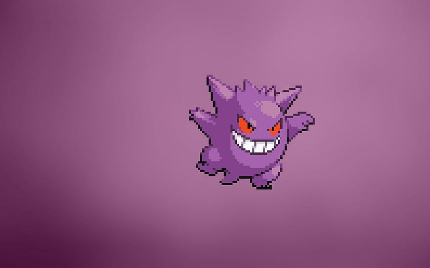 Gengar, #ishmam, #Haunter, #Pokémon, #Pokemon Evil, #minimalism, #blue  background, #simple background, #artwork, 1920x1200 …