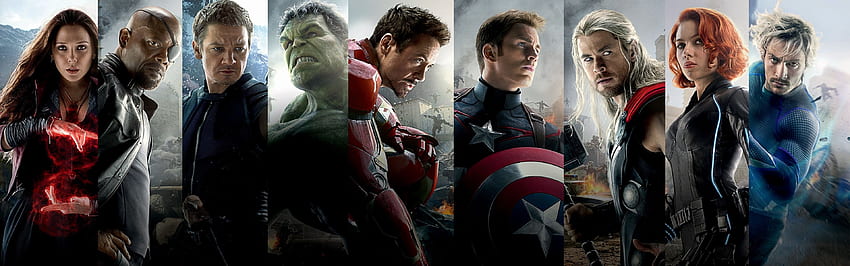The Avengers: Czas Ultrona (+ tryb wieloekranowy), podwójny ekran Marvela Tapeta HD