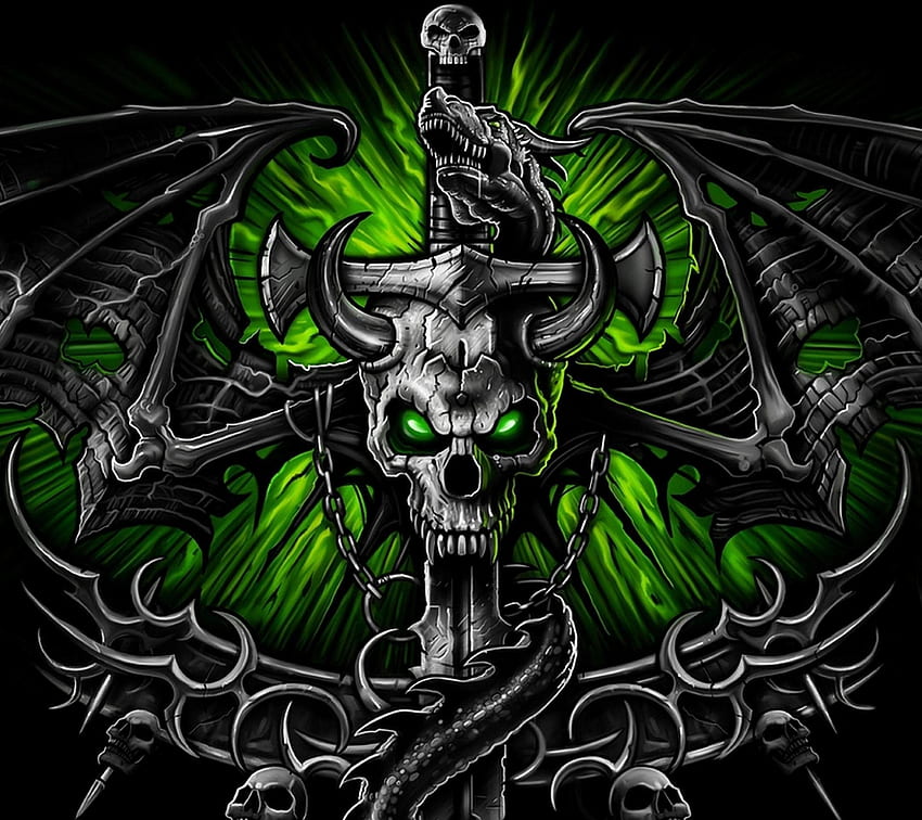 Weed Skull, Black and Green Skull HD wallpaper