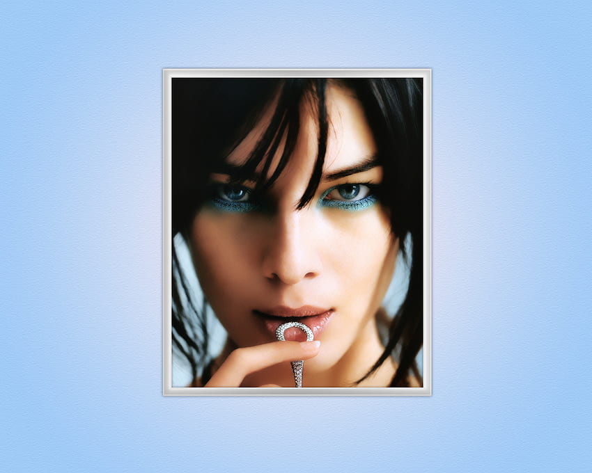 Blue Eyes Girl, framed, pretty, beautiful, eye, woman HD wallpaper