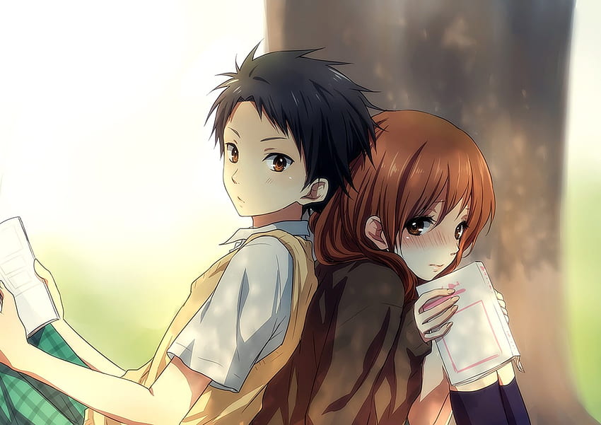 anime, Couple, School, Girl, Guy, Uniform, Tree, Love / and Mobile Background, Anime School Boy Wallpaper HD