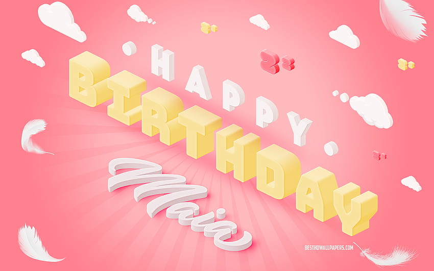 Happy Birtay Maia, 3d Art, Birtay 3d Background, Maia, Pink Background, Happy Maia birtay, 3d Letters, Maia Birtay, Creative Birtay Background HD wallpaper