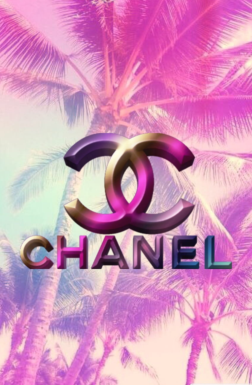 Chanel rosa, logotipo de oro de Chanel fondo de pantalla del teléfono