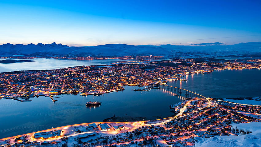 Noruega Tromso Ríos noche Ciudades Edificio, 3840 X 2160 Ciudad fondo de pantalla