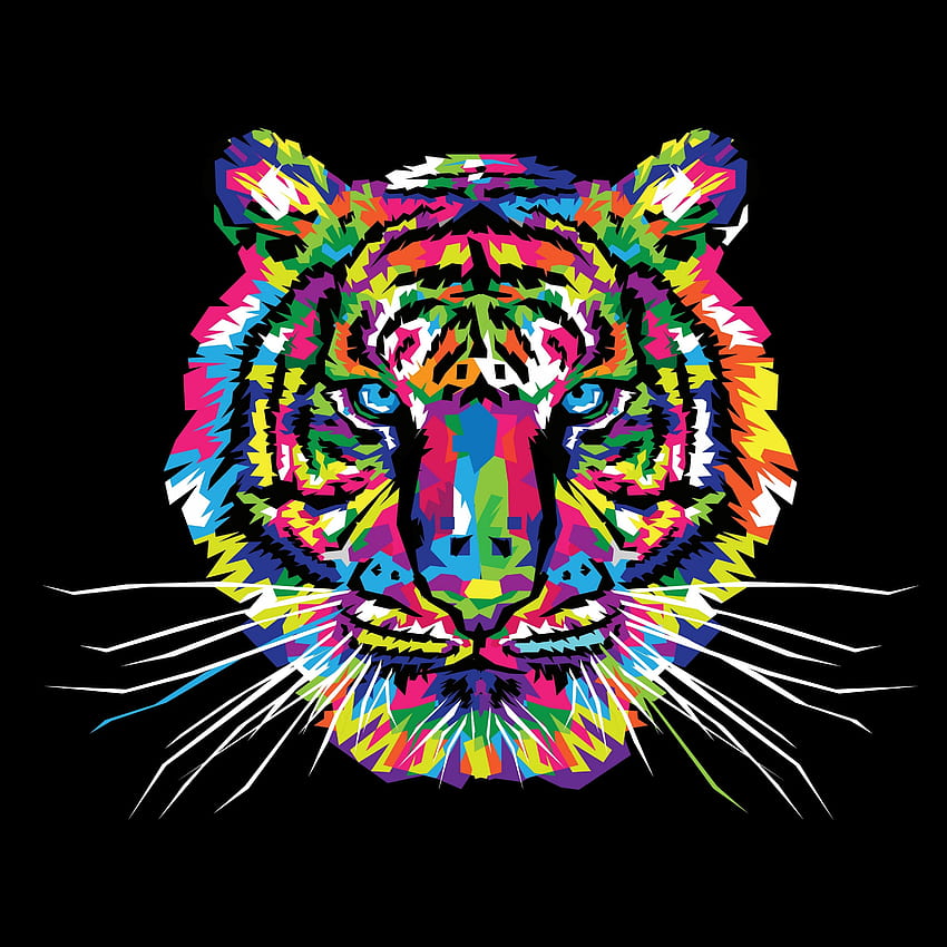 tygrys, sztuka, wielobarwny, Artystyczny Tygrys Tapeta na telefon HD