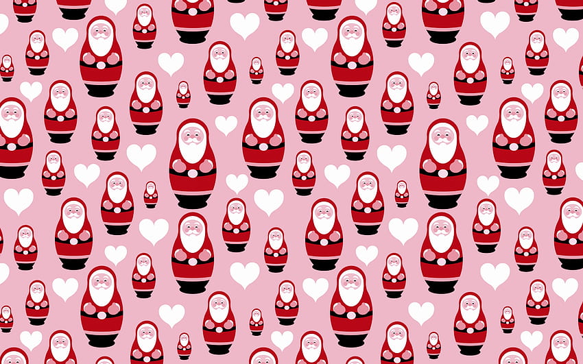 Texture, pink, craciun, christmas, red, paper, santa, pattern HD wallpaper