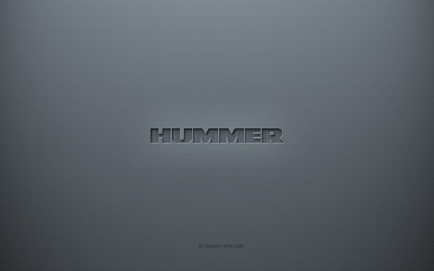 Hummer logo, gray creative background, Hummer emblem, gray paper texture, Hummer, gray background, Hummer 3d logo HD wallpaper
