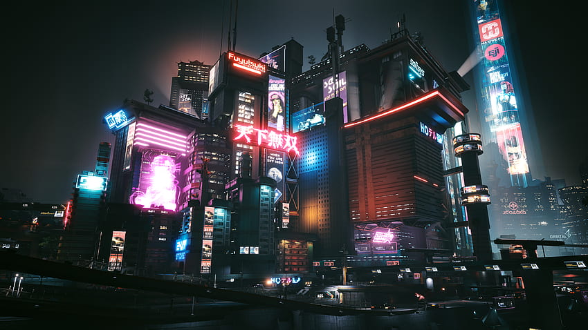 夜の街 サイバーパンク : R Lively、Cyber​​punk Cityscape 高画質の壁紙