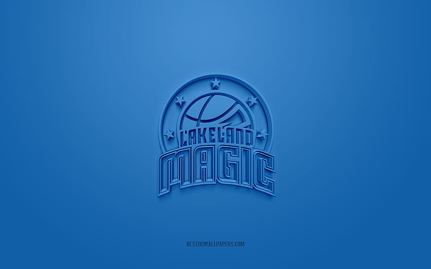 Lakeland Magic, creative 3D logo, blue background, NBA G League, 3d emblem, American Basketball Club, Florida, USA, 3d art, basketball, Lakeland Magic 3d logo HD wallpaper