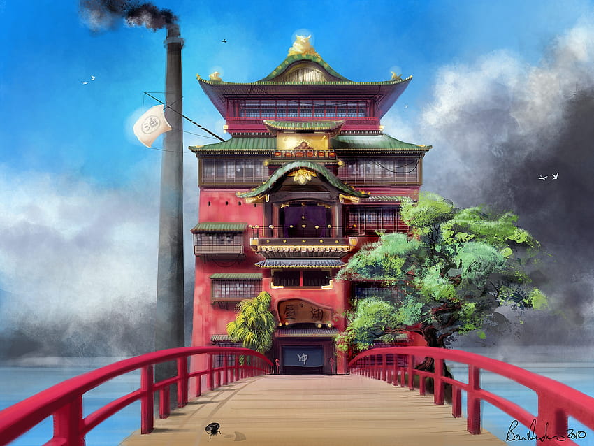 japan hayao miyazaki tree spirited away บ้านห้องน้ำ spirit ben อะนิเมะ บ้าน cloud ghibli bath ch – , Spirited Away Anime วอลล์เปเปอร์ HD