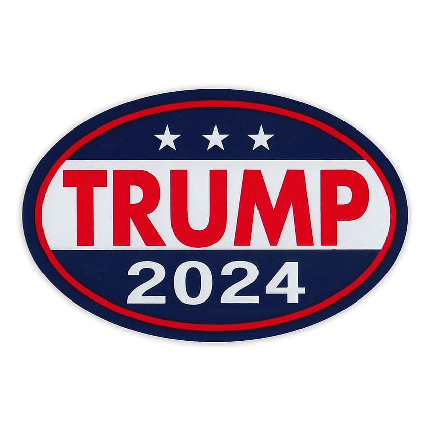 Magnete a forma ovale - Donald Trump For President 2024 - Four More in '24 - Adesivo magnetico per paraurti del partito repubblicano - 6 x 4, Trump 2024 Sfondo del telefono HD