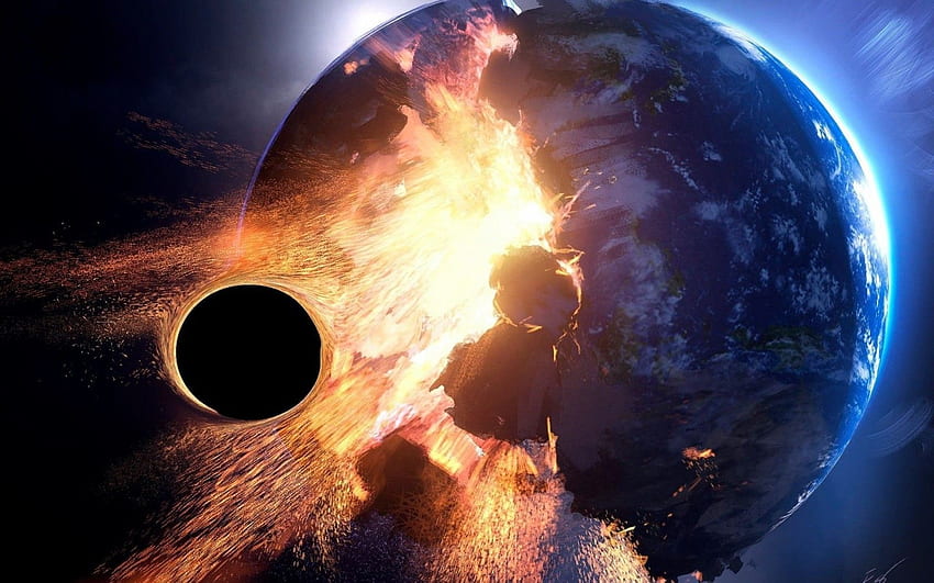 Earth Collapse, Meteor, Black Hole, Black Holes HD wallpaper