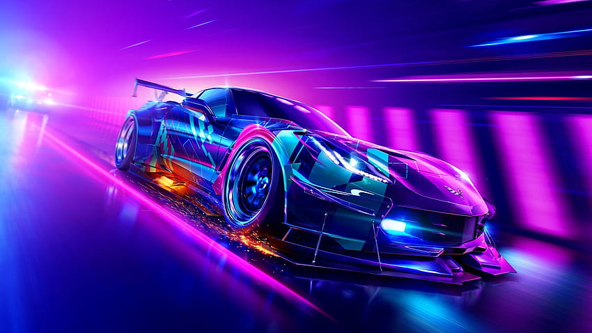 Mobil, neon, Chevrolet Corvette, mobil balap. Mobil sport, Butuh game kecepatan, Mobil Wallpaper HD