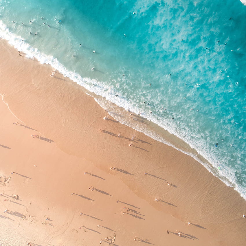 Aerial view, beach, nature, summer HD phone wallpaper