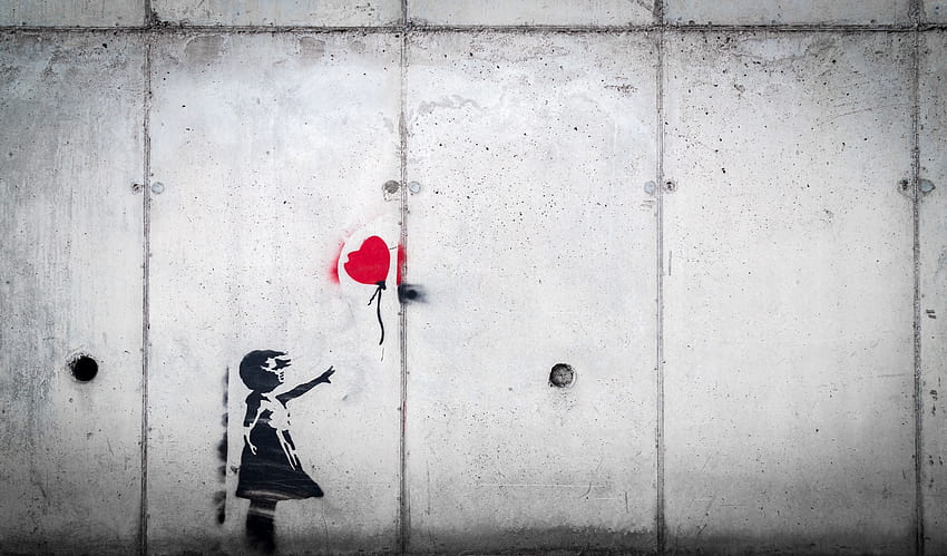Girl In Black Dress And Red Heart Balloon Wall Decal - Pain One Sided Love - - HD wallpaper